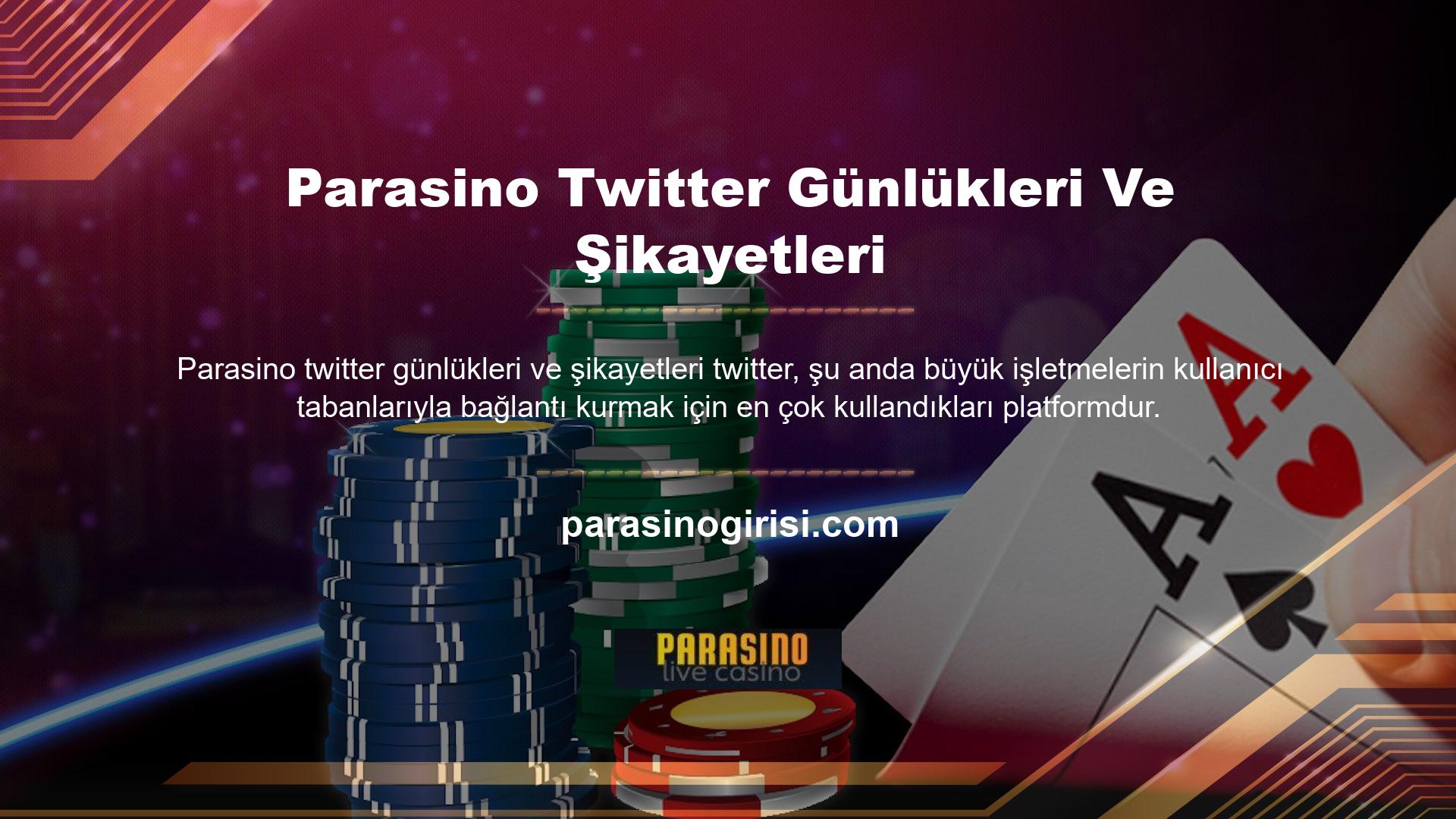 Bu nedenle Parasino Twitter hesabı, Parasino memnun olmayan kullanıcılar için Parasino ile daha iyi iletişim kurabilmeleri için oldukça önemlidir